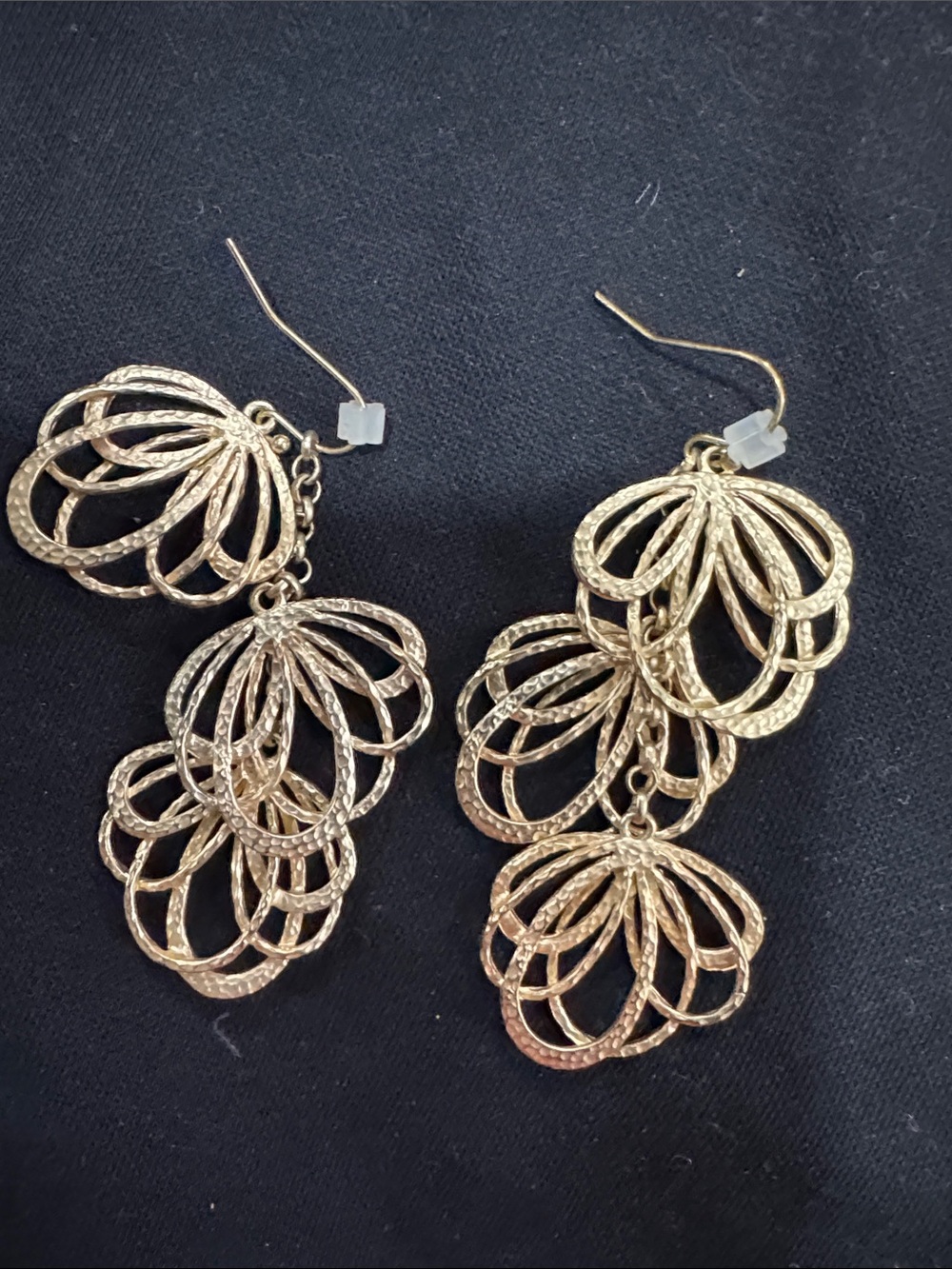 Gold Dangle Floral Loop Drop Earrings - Women Jewelry